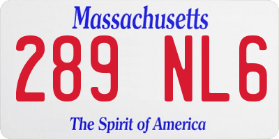 MA license plate 289NL6