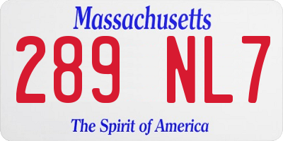 MA license plate 289NL7