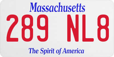 MA license plate 289NL8