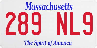 MA license plate 289NL9
