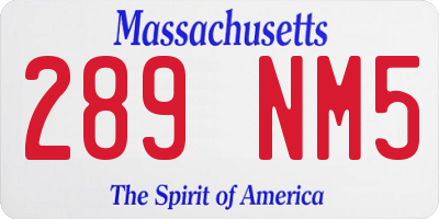 MA license plate 289NM5
