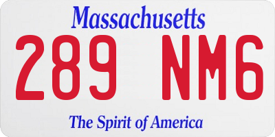 MA license plate 289NM6