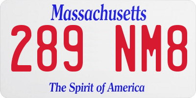 MA license plate 289NM8