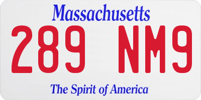 MA license plate 289NM9
