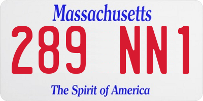 MA license plate 289NN1