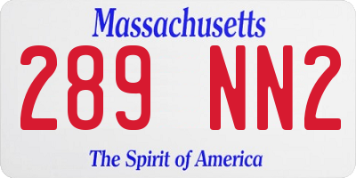MA license plate 289NN2