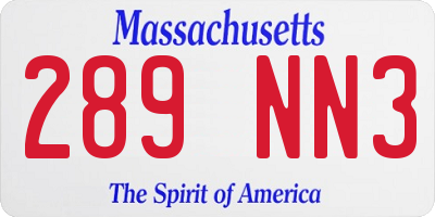 MA license plate 289NN3