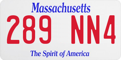 MA license plate 289NN4