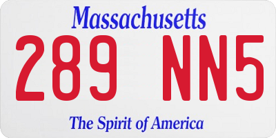 MA license plate 289NN5
