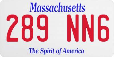 MA license plate 289NN6