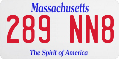 MA license plate 289NN8