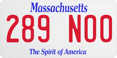 MA license plate 289NO0