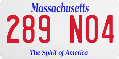 MA license plate 289NO4