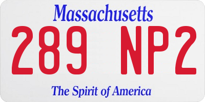 MA license plate 289NP2