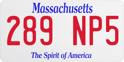 MA license plate 289NP5