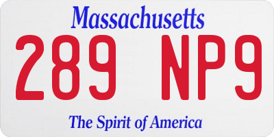 MA license plate 289NP9