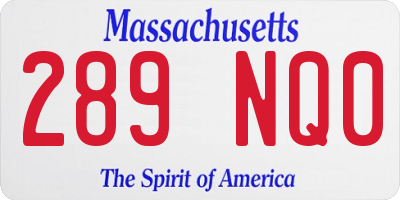 MA license plate 289NQ0