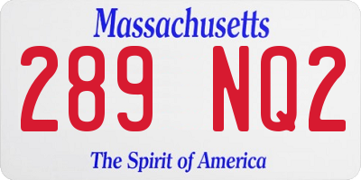 MA license plate 289NQ2