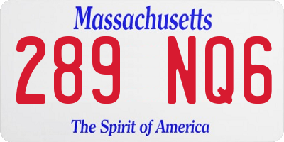 MA license plate 289NQ6