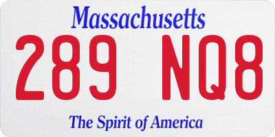 MA license plate 289NQ8