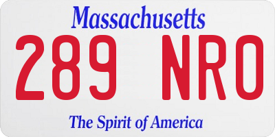 MA license plate 289NR0