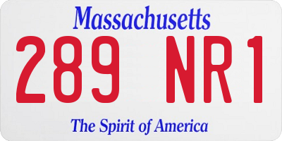 MA license plate 289NR1