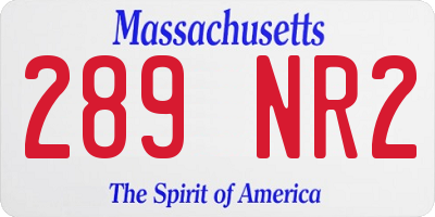 MA license plate 289NR2