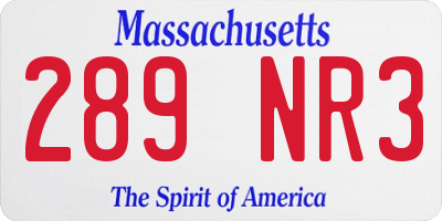 MA license plate 289NR3
