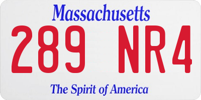 MA license plate 289NR4