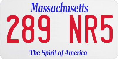 MA license plate 289NR5
