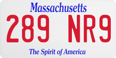 MA license plate 289NR9
