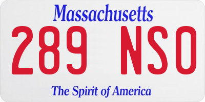 MA license plate 289NS0