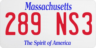 MA license plate 289NS3