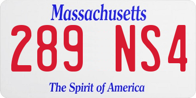 MA license plate 289NS4
