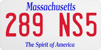 MA license plate 289NS5