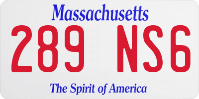 MA license plate 289NS6