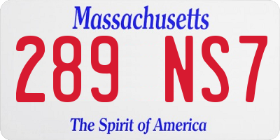 MA license plate 289NS7
