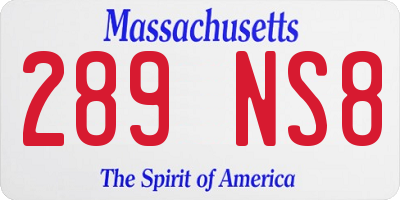 MA license plate 289NS8