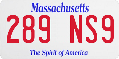 MA license plate 289NS9