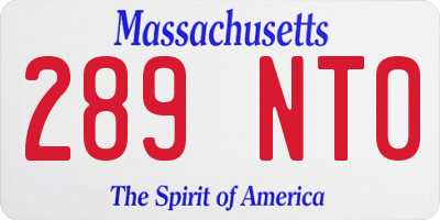 MA license plate 289NT0