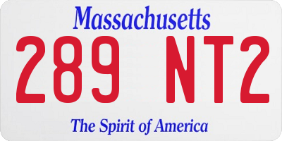 MA license plate 289NT2