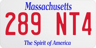 MA license plate 289NT4