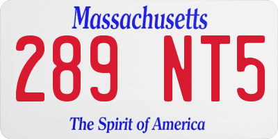 MA license plate 289NT5