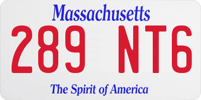 MA license plate 289NT6