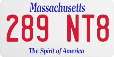 MA license plate 289NT8
