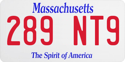 MA license plate 289NT9
