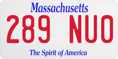 MA license plate 289NU0