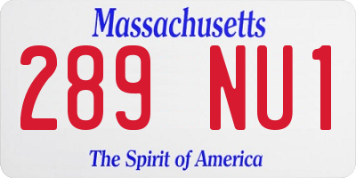 MA license plate 289NU1