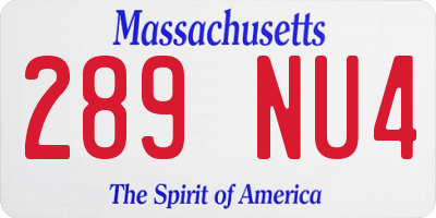 MA license plate 289NU4