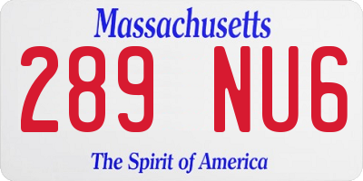 MA license plate 289NU6